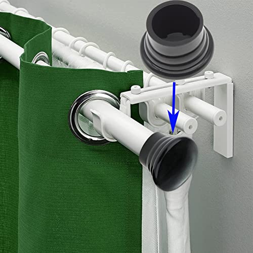 4 Pcs Decorative Curtain Rod Finials, 1.1-Inch Round End Caps, Black