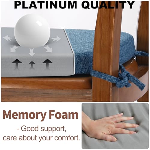 U-Shape Memory Foam Dining Chair Cushion - 16-Inch Non-Slip Seat Pad, Blue