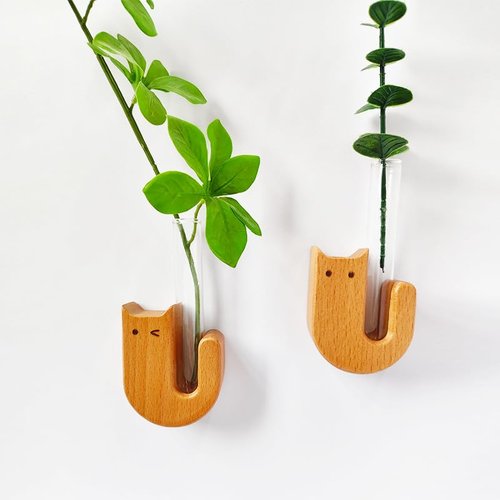 8pcs Cute Mini Magnetic Vase for Fridge-Decorative Flowers Magnets, Funny 3D Ceramic Refrigerator Magnets,vase Magnets for Fridge,Decoration for Home, Kitchen, Office, School, Locker (2pcs Cat)