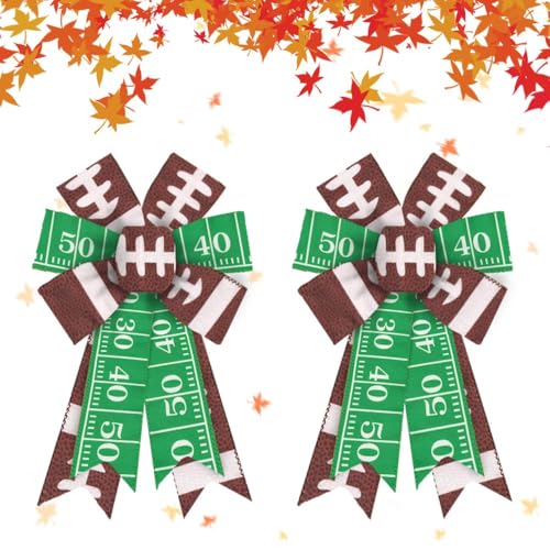 American Football Wreath Bows 2-Pack - Burlap Sports Farmhouse Decor