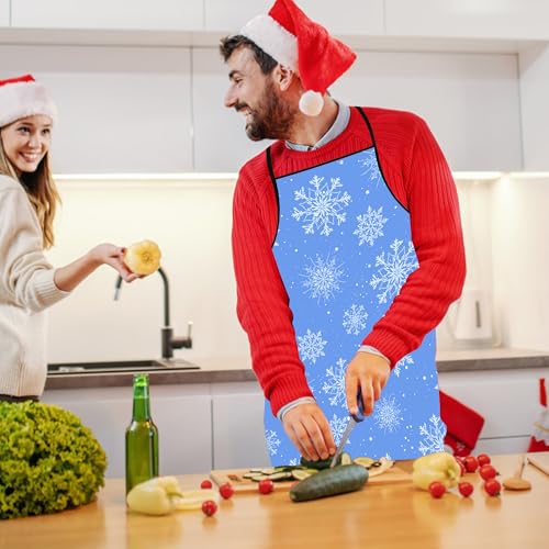 Christmas Snowflake Apron for Men Women Kids Holiday Baking Cooking Kitchen