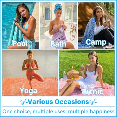 Extra Large Turkish Beach Towel, 79x36 Inch Lightweight Quick Dry Sand Free
