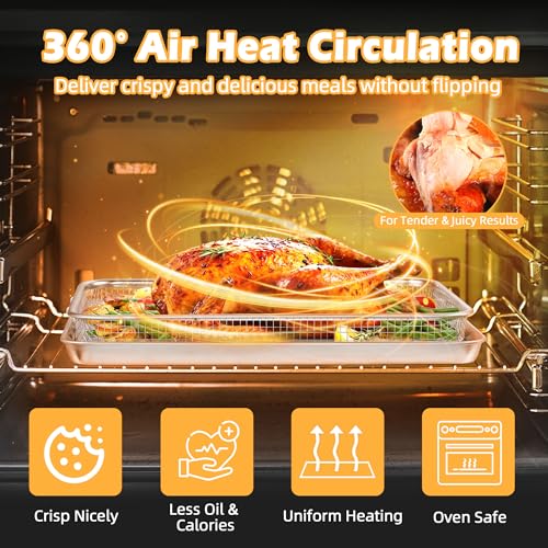 Stainless Steel Air Fryer Basket and Tray Set, 2-Piece Oven Rack