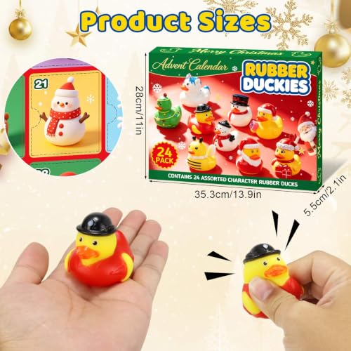 Christmas Rubber Duck Advent Calendar - 24 Day Countdown Toys for Kids