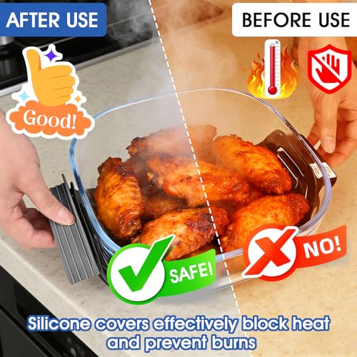 2 Pack Silicone Heat-Resistant Handle Covers for Glass Air Fryer Pots