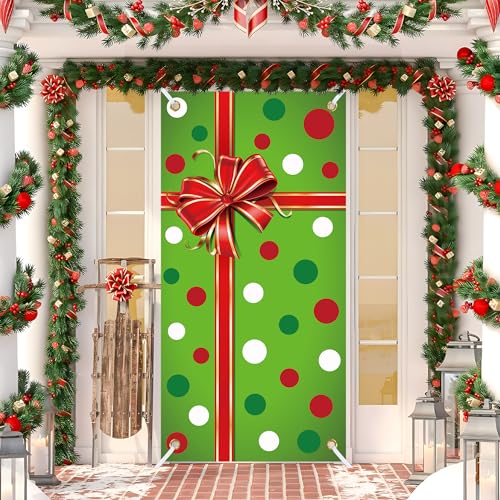 Christmas Door Cover Xmas Gift Box Banner Indoor Outdoor Holiday Decor 70.9"