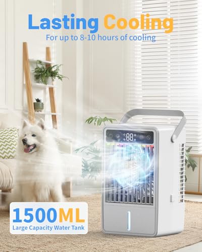 Portable Evaporative Air Cooler 4-in-1 Mini Air Conditioner with 1500ml Tank
