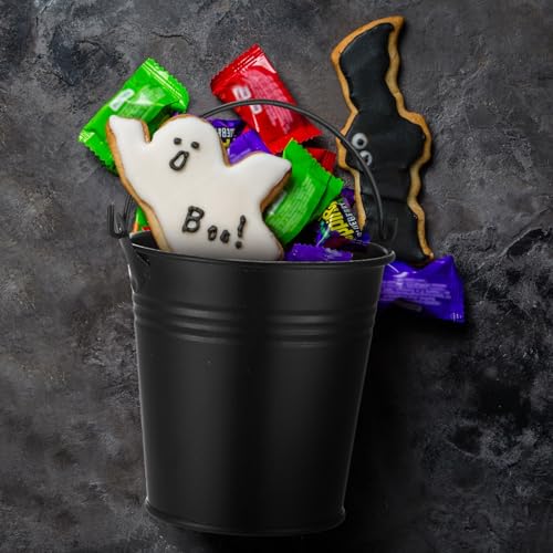 28 Pcs Mini Metal Buckets with Handles - Galvanized Black Party Favors