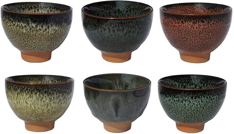 6PCS Handmade Ceramic Tea & Sake Cups Set - Japanese Pottery Collection