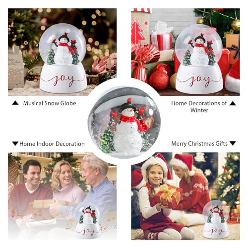 MUMTOP Snowman Snow Globe with Red Cardinal Music Lighted Swirling Glitter for Christmas Decor