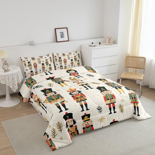 Feelyou Merry Christmas Comforter Set Twin - 68x90 Kids Bedding, Red Yellow Black