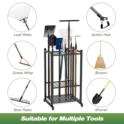 Heavy Duty Garden Tool Organizer Rack for Garage and Shed Storage