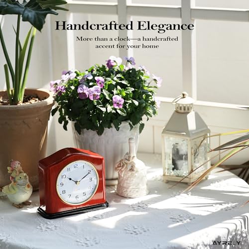 Handcrafted Solid Wood Mantel Clock with Silent Quartz Movement
