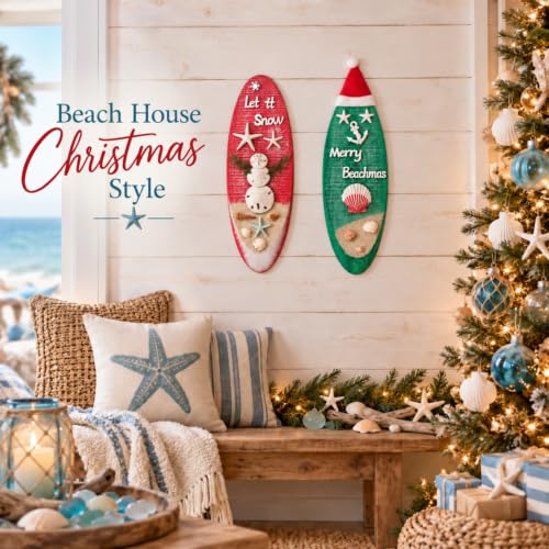 Pechpell 2-Piece Coastal Beach Christmas Wall Art Set