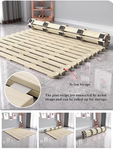 Full Size Solid Wood Floor Bed Slats Rollable Tatami Mattress Foundation