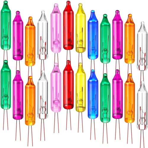 Mudder Colorful Christmas Light Bulbs 2.5V Replacement Mini Incandescent Bulbs