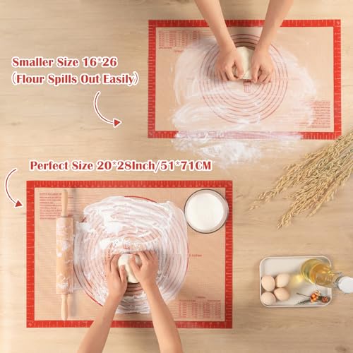 Extra Large Non-Stick Silicone Pastry Mat with Measurements 28x20 Inch