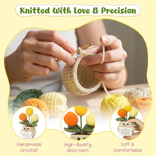 Handmade Crochet Tulip Thank You Gift - Emotional Support Desk Decor