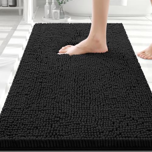 Smiry Luxury Chenille Bathroom Rug 30x20 Soft Absorbent Non-Slip Bath Mat