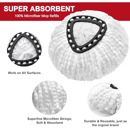 Microfiber Spin Mop Replacement Heads - 4 Pack Triangular Refills