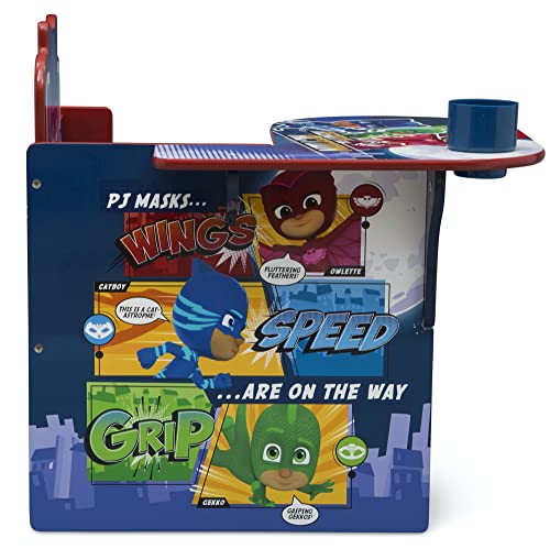 Kids PJ Masks Desk Chair with Storage Bin for Arts & Crafts, Homeschooling, and Play