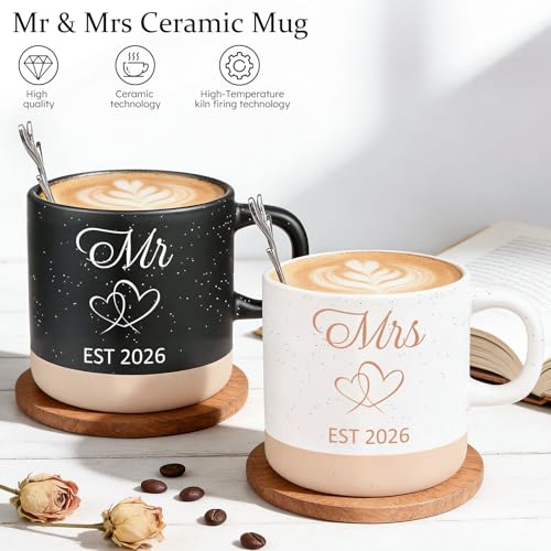 Mr & Mrs Gift Set for Couples - Wedding & Engagement Gift with Mugs, Candle & Keepsakes