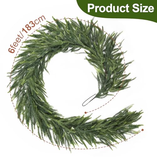 Montekin 2 Pcs 6ft Real Touch Norfolk Pine Christmas Garland (Variation 2)