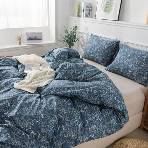 100% Cotton Floral Queen Duvet Cover Set - 3-Piece Wildflower Bedding