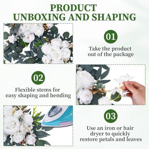 2-Piece Artificial Wedding Arch Flower Swag Set for Welcome Sign Decor