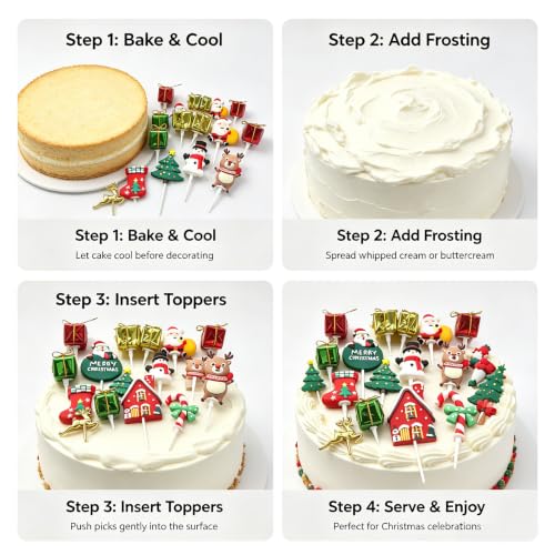 15-Piece Christmas Cake Topper Set – Festive Holiday Decorations for Cakes & Cupcakes