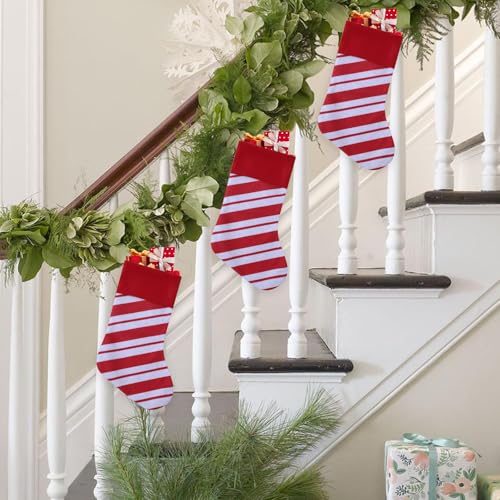 Tokforty Red Candy Cane Christmas Stockings 19 Inch, Pack of 12 - Holiday Decor