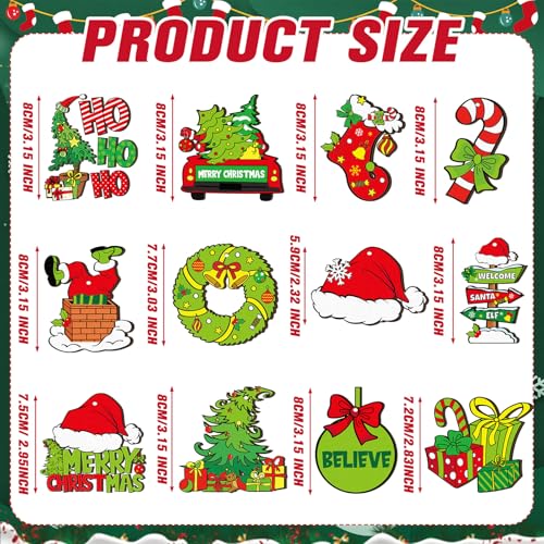 DoubleFill Classic 36 Pcs Wooden Christmas Ornaments - Lime Green & Red Tree Decorations