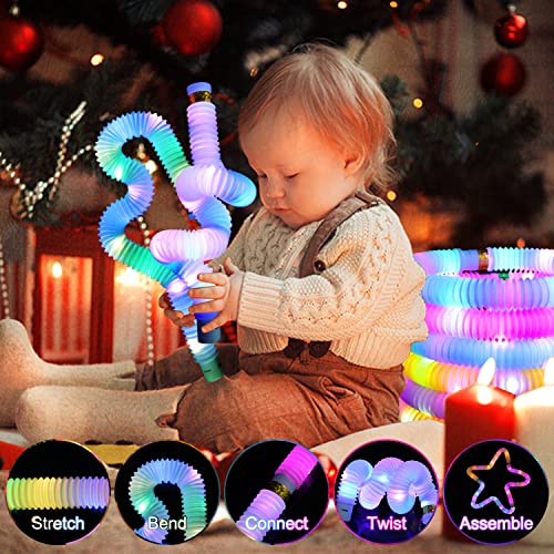 Light Up Glow Sticks Fidget Tubes 24 Pack - Glow in the Dark Party Favors for Kids (LITFP)