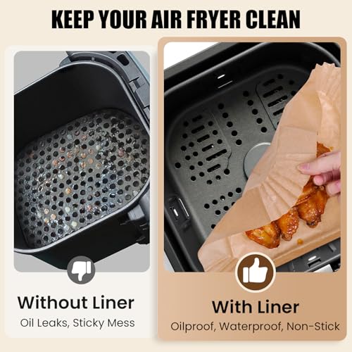 8-Inch Disposable Air Fryer Liners - Unbleached Parchment Paper (200 Pack)