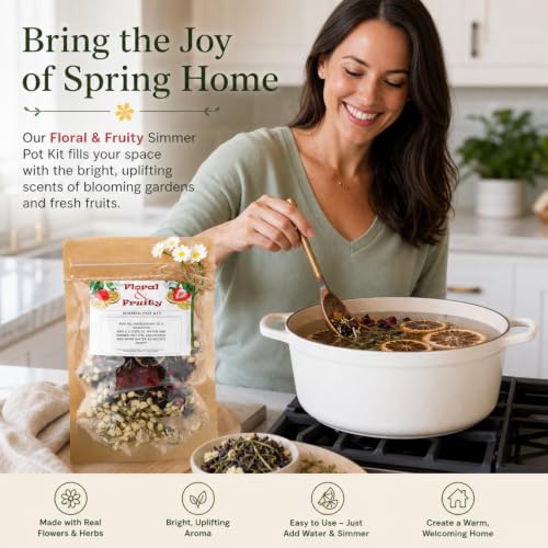 Natural Stovetop Potpourri Kit - 4 Set Holiday Simmer Pot with Dried Botanicals