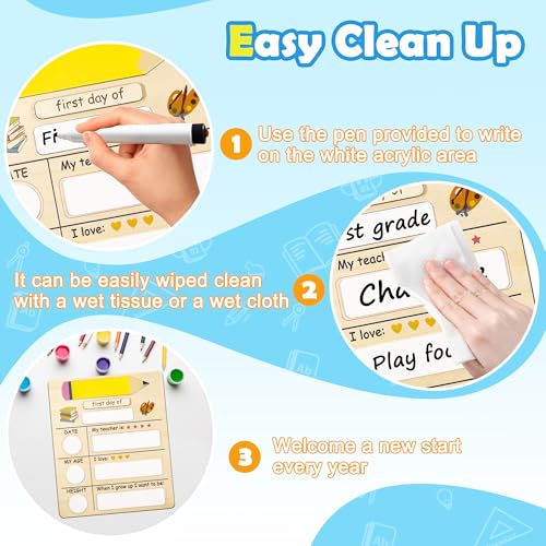 Reusable First and Last Day of School Sign - 9.8 x 11.8 Inch Photo Prop
