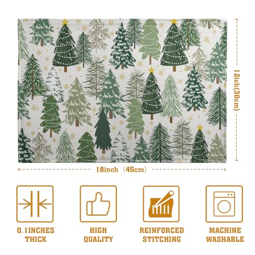 Green Christmas Tree Placemats Set of 4, 12x18 Inch – Wnoesat, Xmas Tree Pattern