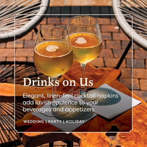BloominGoods 5" x 5" Cream Linen-Feel Disposable Cocktail Napkins (Pack of 200)