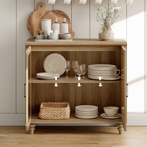 56-Inch Farmhouse Executive Desk and Glass Door Cabinet Office Set