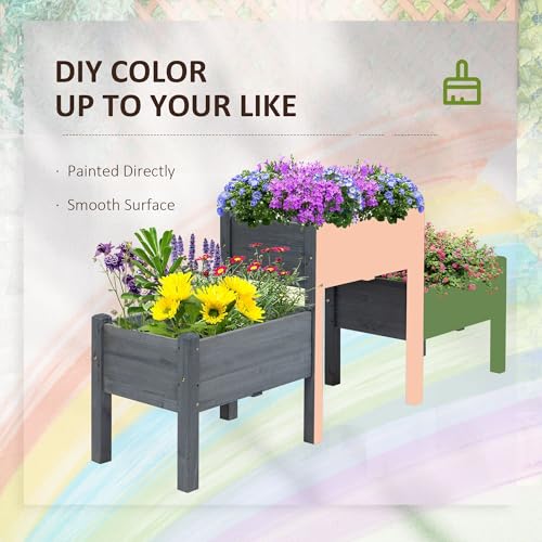 3-Tier Ergonomic Raised Garden Bed - Solid Fir Wood Vegetable Planter