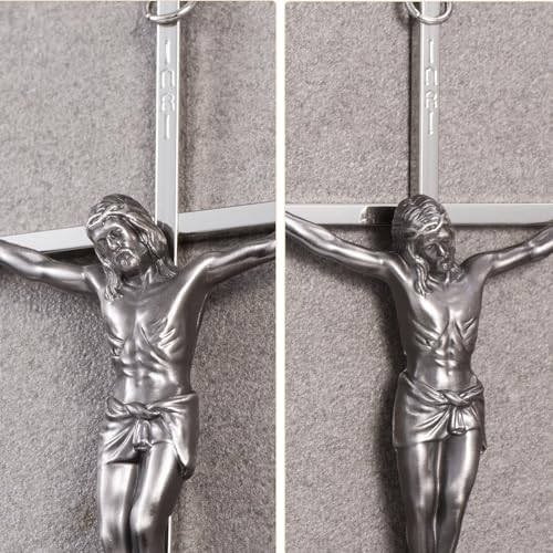 10-Inch Silver Metal Crucifix Wall Cross for Home and Prayer Room Decor