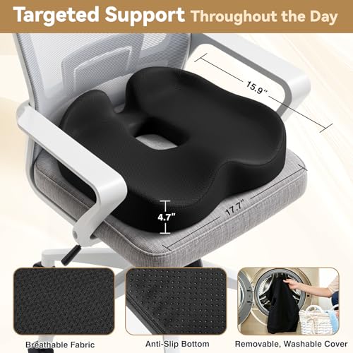 Ergonomic 4-Zone Seat Cushion for Tailbone Pain Relief and Sciatica Support