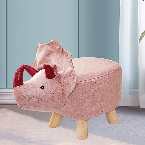 Pink Dragons Wooden Animal Footstool Ottoman for Kids Home Decor