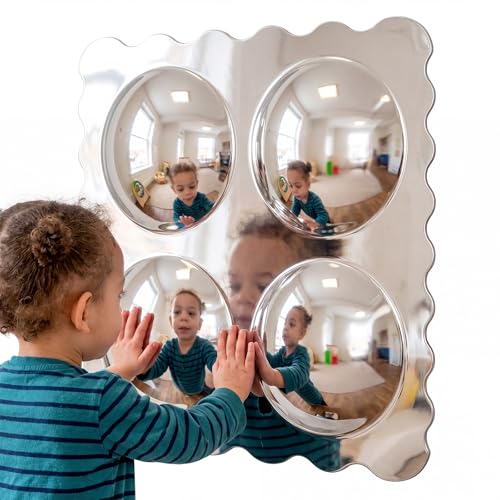 Sensory Wall Bubble Mirror for Kids, 19-inch Acrylic Convex Sensory Toy
