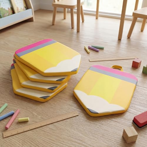 6-Piece Pencil Shaped Floor Cushions for Kids, 12x16 Inch Playroom Seating