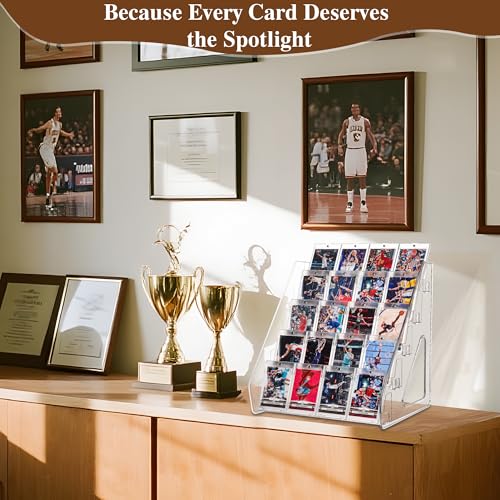 5-Tier Clear Acrylic Card Display Stand for Trading and Sports Cards