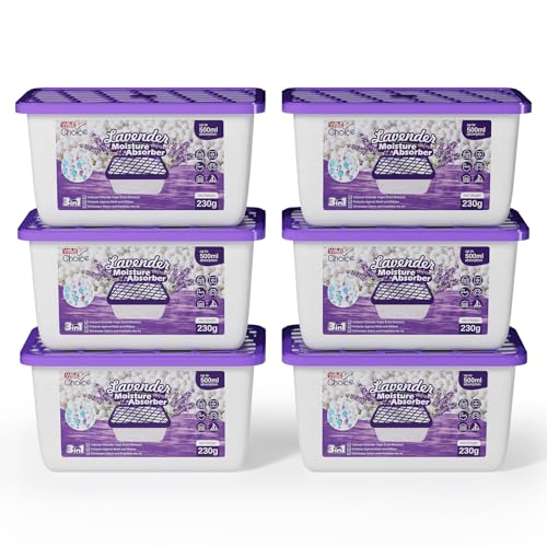 Lavender Scented Moisture Absorber & Dehumidifier 6 Pack for Closet