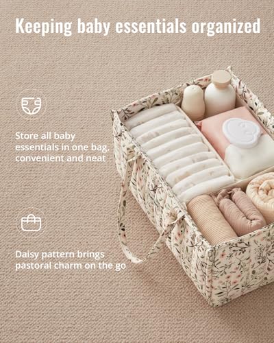 Blissful Diary Floral Diaper Caddy Organizer - Pastoral Daisy Nursery Storage Basket