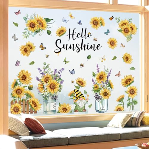 Sunflower & Butterfly Window Clings - Double-Sided PVC Decals