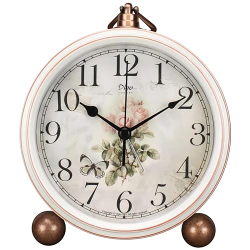 Vintage 5-Inch Analog Desk Clock with Roman Numerals and Silent Movement